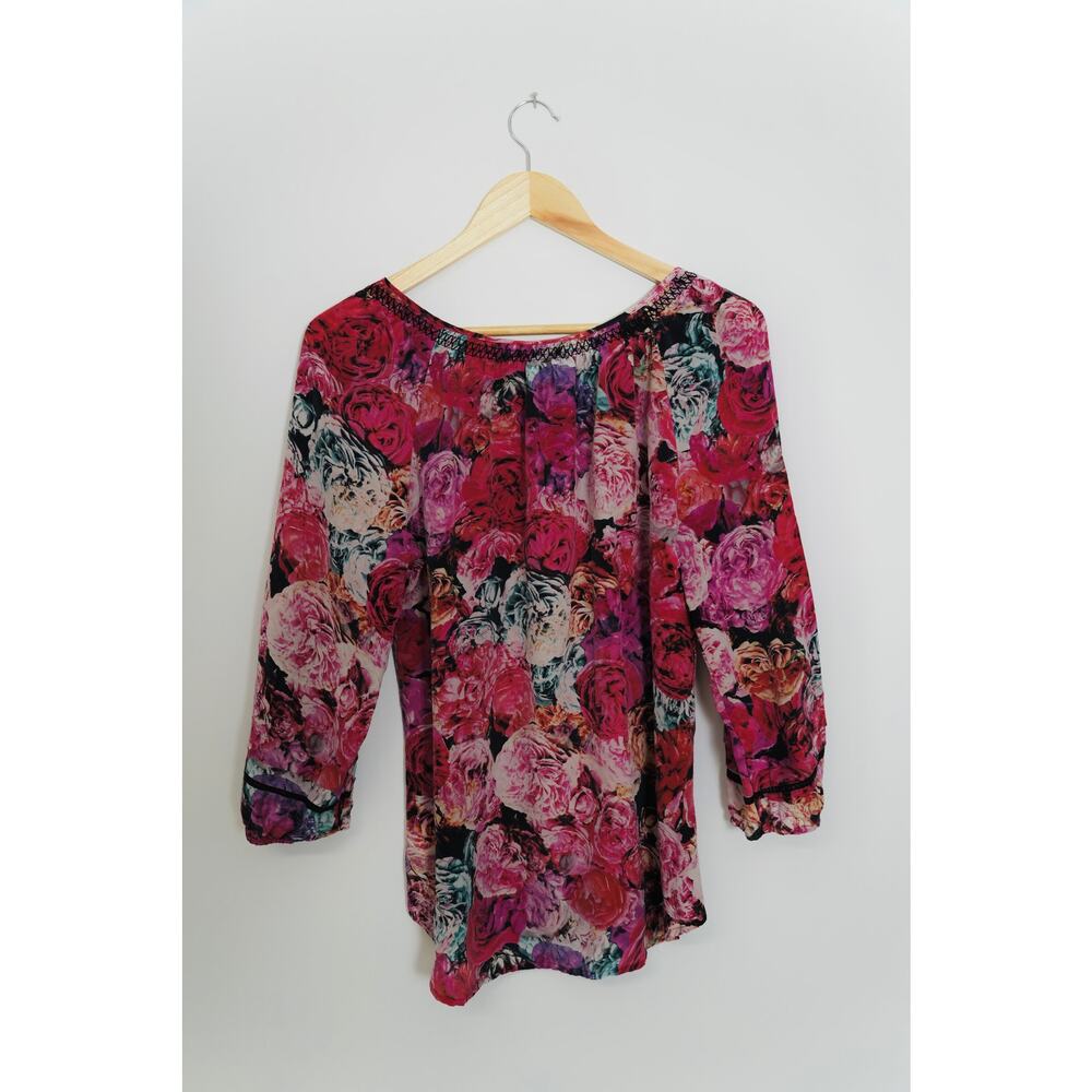Vanessa Virginia 100% Silk Floral Blouse Size Medium - Picture 6 of 6